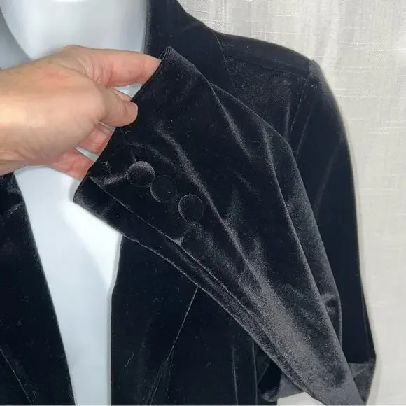 Tahari Luxury Black Velvet Soft One Button Stretch Blazer Size M - Picture 8 of 11